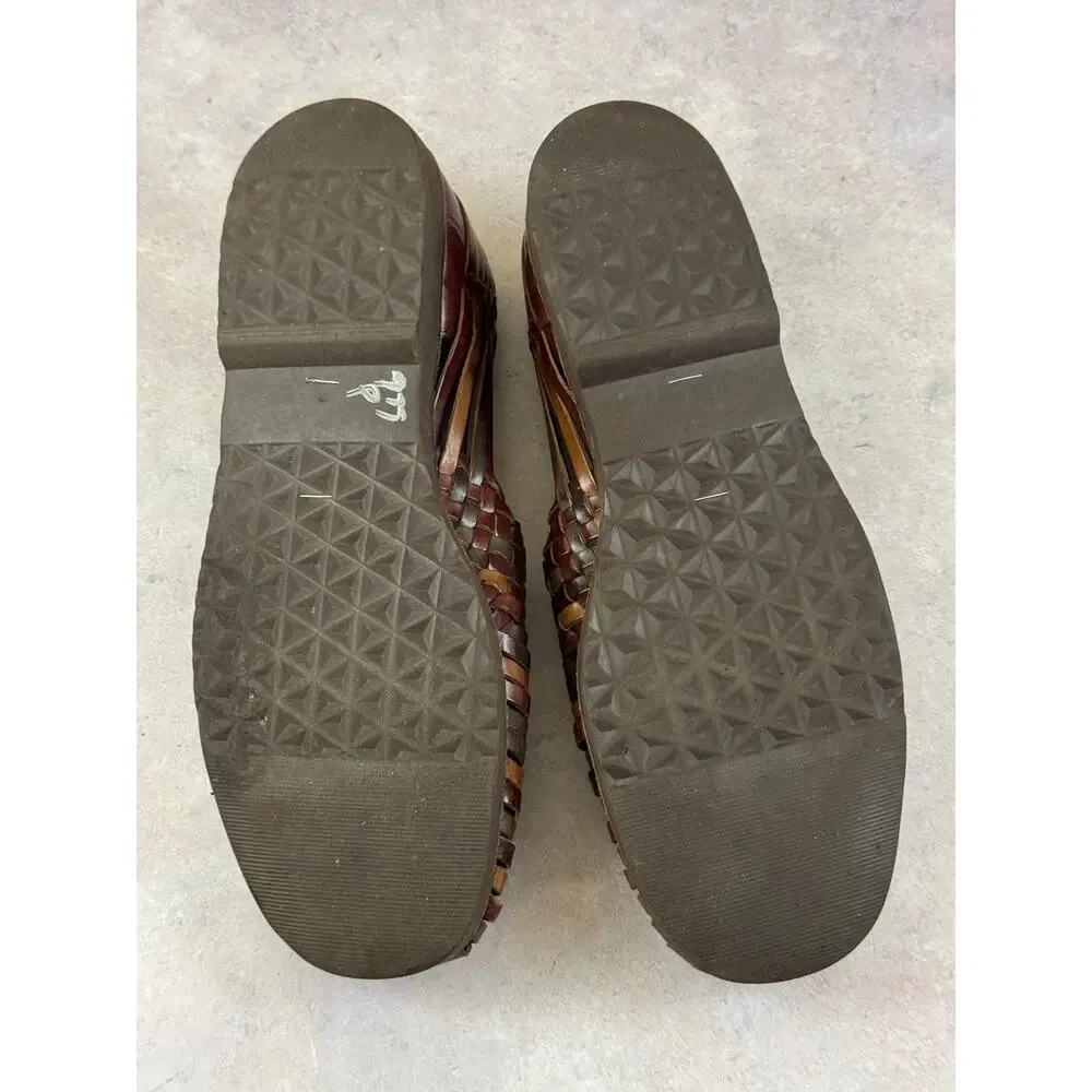 Sunsteps Hand-Woven Leather Loafers Shoes Men Sz 11.5 Brown Preppy Boho